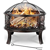 Los mejores  - Femor Brasero Exterior 71 x 71 x 65 cm- 27 Pulgadas Chimenea de Jardín con Parilla- Cubierta Protectora de Póquer y…